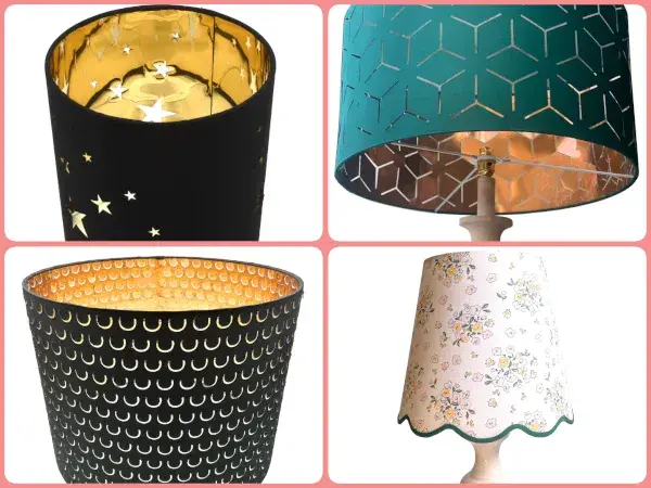 Examples of lampshades with patterns cut into the panels