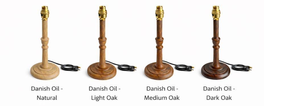Lamp base shown in Danish Oil finish options