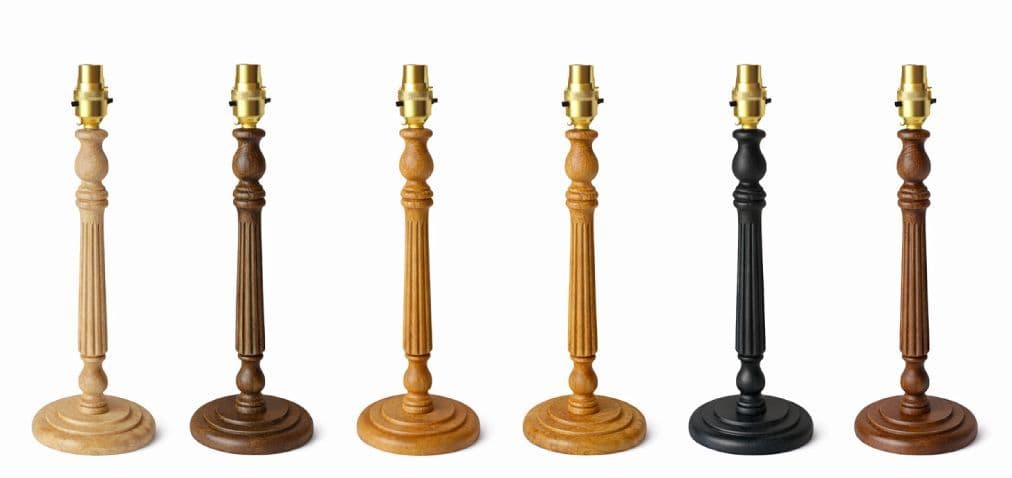 Lamp base shown in Danish Oil finish options