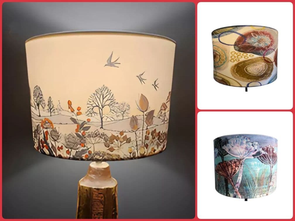 Selection of lampshades with custom printed panel covers
