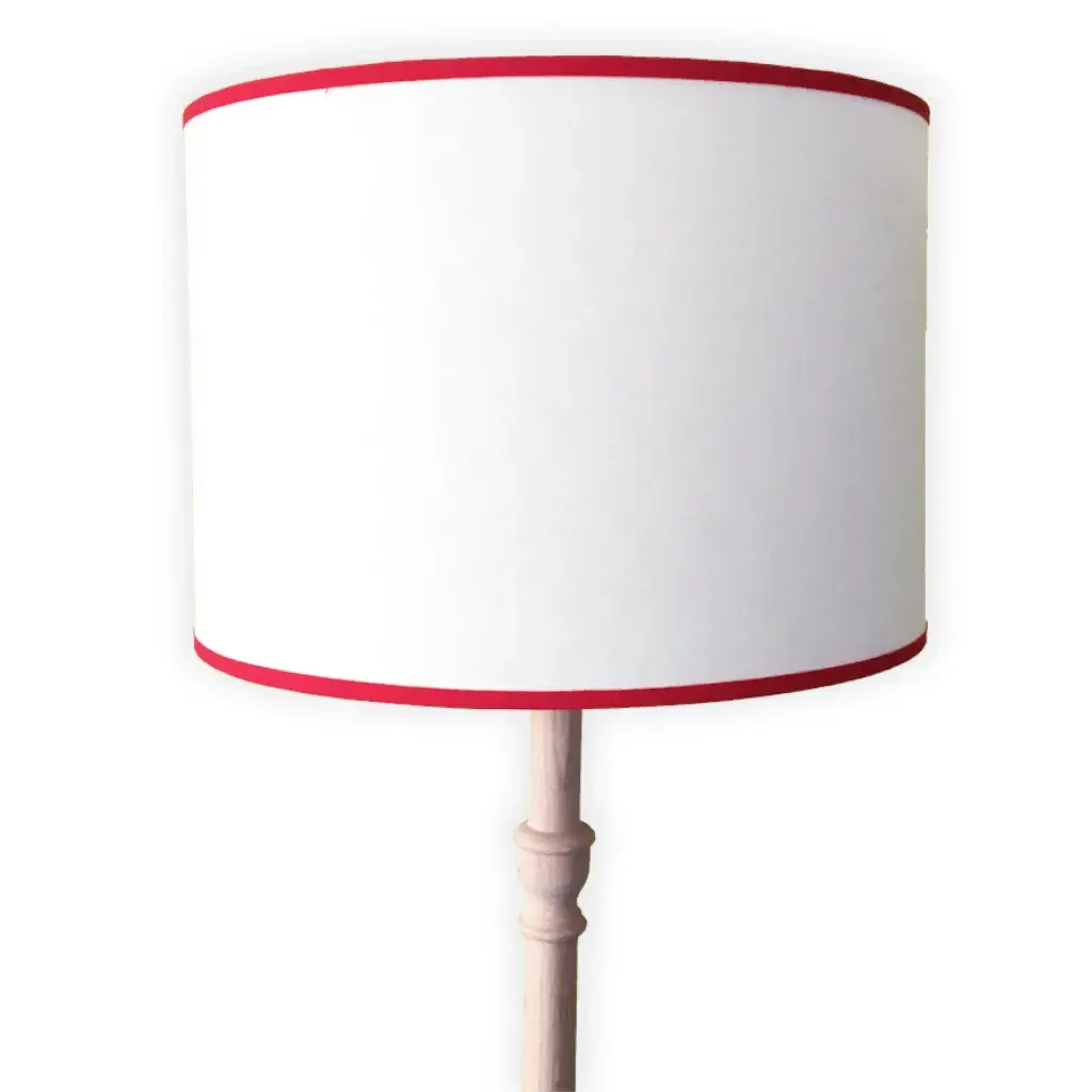 Drum lampshade with scarlet textile tape