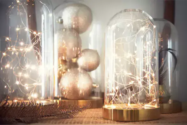 LED string lights in jars