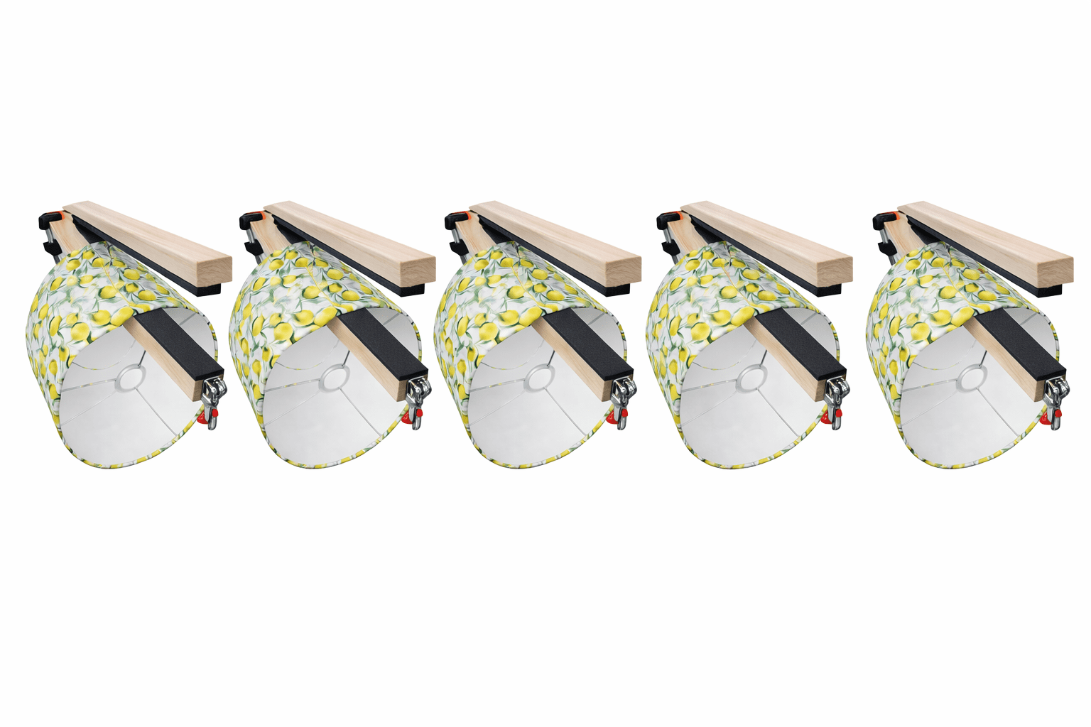 Multiple lampshade sealing jigs used in production
