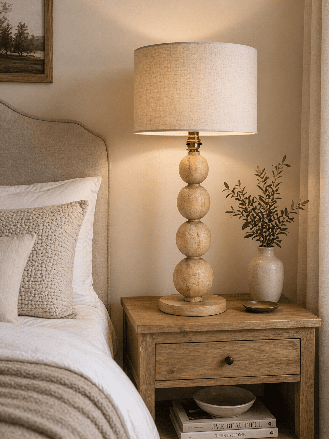 Stacked Sphere Table Lamp - Mango Wood - 350mm