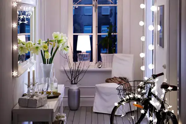 Decorative LED strings brightening a room