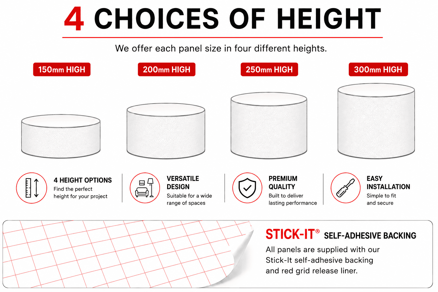 We offer four heights for every lampshade panel size