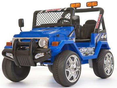 4x4 Style Jeep 12v Ride On Electric Toy Car Twin Seat With Parental Control Blue