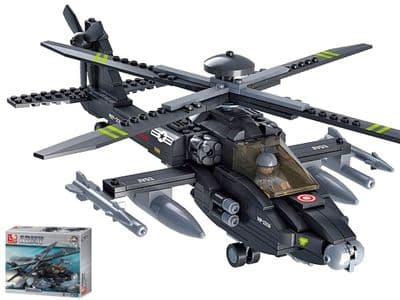 AH-64 Apache Helicopter USAF Military Aircraft Bricks Blocks Toy Sluban Army M38-B0511