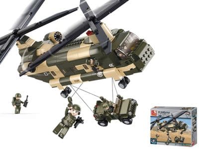 Army Chinook Transport Helicopter Bricks Blocks Construction Toy Sluban M38-B0508