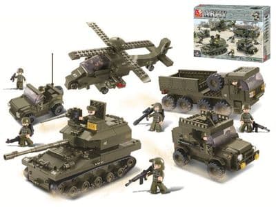 Army Land Forces Military Vehicle 5 Set Blocks Bricks Toy Sluban M38-B0311