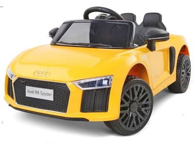 Audi R8 Spyder Licensed 12v Electric Ride on Toy Car Yellow with Parental Control