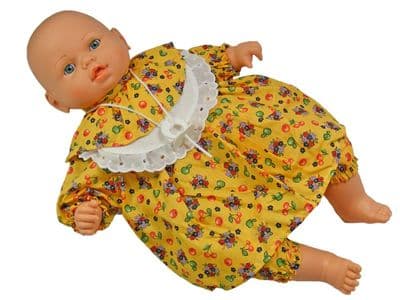 Baby Doll Toy White Soft Body Vinyl Crying Sound Battery Operated Yellow Dress 18” 46cm