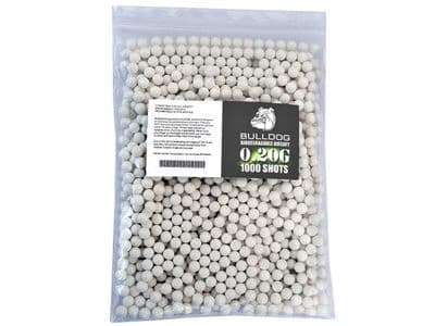 Bulldog 1000 x 20g x 6mm White Biodegradable Polished Airsoft BB Gun Pellets In Bag