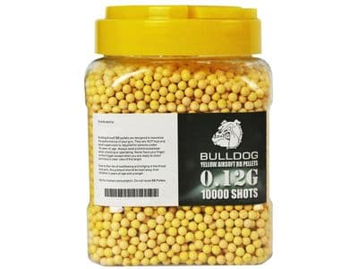 Bulldog 10000 x 12g x 6mm Yellow Polished Airsoft BB Gun Pellets In Tub
