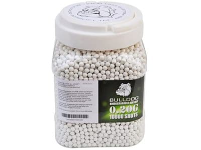 Bulldog 10000 x 20g x 6mm White Biodegradable Polished Airsoft BB Gun Pellets In Tub