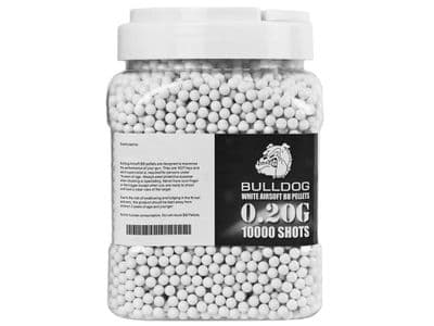 Bulldog 10000 x 20g x 6mm White Polished Airsoft BB Gun Pellets In Tub