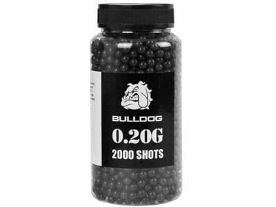 Bulldog 2000 x 20g x 6mm Black Polished Airsoft BB Gun Pellets In Tub