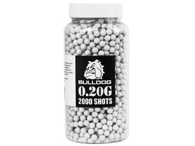 Bulldog 2000 x 20g x 6mm White Polished Airsoft BB Gun Pellets In Tub