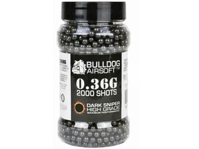 Bulldog 2000 x 36g x 6mm Black Polished Airsoft BB Gun Pellets In Tub