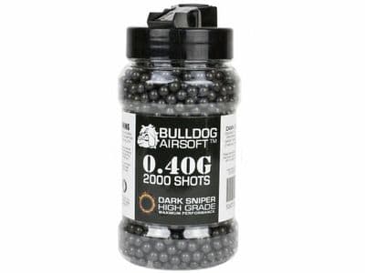 Bulldog 2000 x 40g x 6mm Black Polished Airsoft BB Gun Pellets In Tub