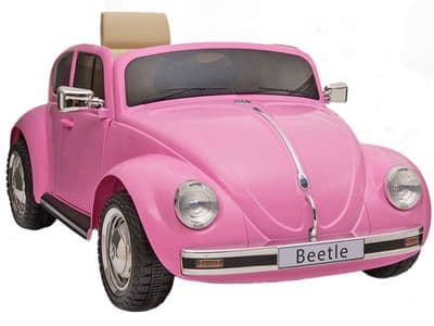 Classic Volkswagen Beetle Pink Licensed 12v Electric Ride on Car with Parental Control