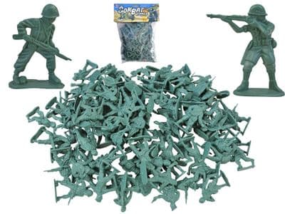 Combat Force 108pc Army Toy Soldiers Plastic 4.5cm OD Green In Bag