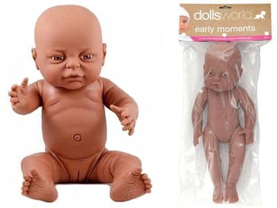 Dolls World Early Moments Anatomically Correct Newborn Black Baby Girl Doll 41cm