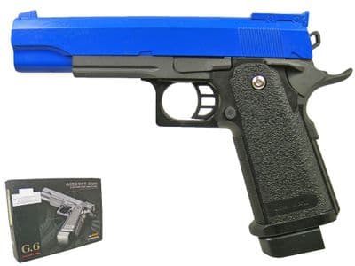 G6 BB Gun Colt M1911 Hi Capa Replica Spring Airsoft Pistol Black 2 Tone Metal