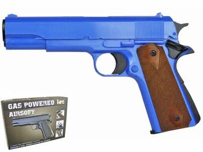 HG121 BB Gun Colt 1911 Replica Gas Airsoft Pistol Blue 2 Tone