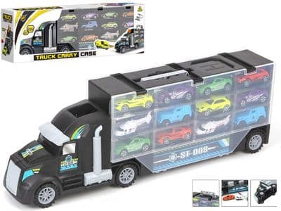 HGV Lorry Toy Transport & Storage Truck Carry Case with 12 Play Vehicles