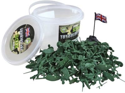 Kombat Force 100pc Army Toy Soldiers Plastic 3.5cm OD Green In Tub