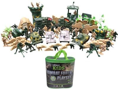 Kombat Force 100pc Plastic Army Toy Soldier & Military Accessories Play Set In Bag