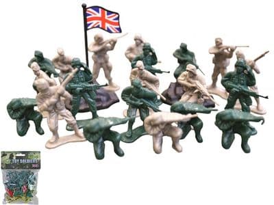 Kombat Force 40pc Army Toy Soldiers 4.5cm Plastic Tan & Green In Bag