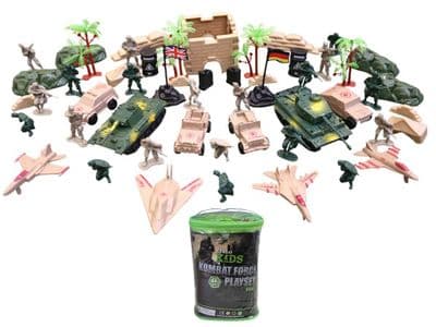 Kombat Force 64pc Plastic Army Toy Soldier & Military Accessories Play Set In Bag