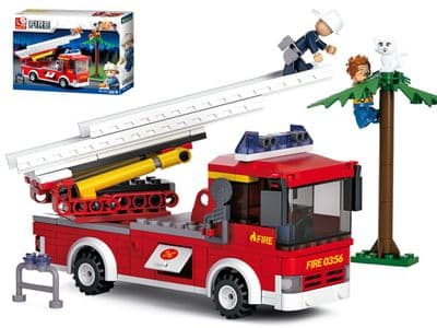 Ladder Fire Engine Emergency Vehicle Bricks Blocks Construction Toy Sluban M38-B0625