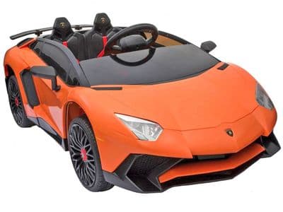 Lamborghini Aventador SV Orange Official 12v Electric Ride on Car + Leather Seat + EVA Tires