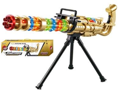 M134 Gatling Replica Gold Toy Machine Gun with Lights, Sounds & Vibration Battery Operated 595-8