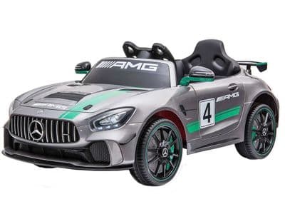 Mercedes Benz AMG GTR Metallic Silver Licenced 12v Electric Ride on Car + Leather + EVA Wheels
