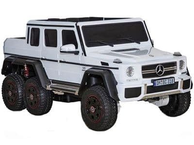 Mercedes Benz G63 Jeep G Wagon White Licensed 24v Electric Ride on Car EVA Tires + Leather