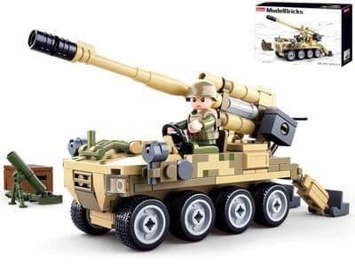 Mobile Artillery Gun Truck Bricks Blocks Construction Toy Sluban Army M38 B0751