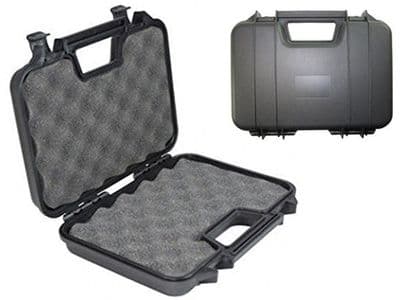P103 Pistol Gun Case Hard Black Resin Wave Foam Liner Lockable 300x200x65mm