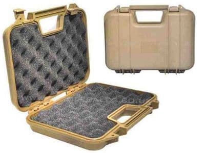 P103 Pistol Gun Case Hard Desert Tan Resin Wave Foam Liner Lockable 300x200x65mm