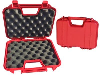 P103 Pistol Gun Case Hard Red Resin Wave Foam Liner Lockable 300x200x65mm