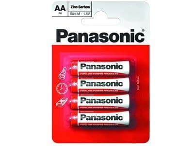 Panasonic AA 1.5V Battery 4 Pack Zinc Carbon Single Use