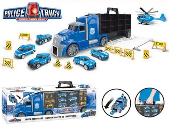 Police Lorry Carry Case & 6 Vehicles Set 666-02G | Toy & Model
