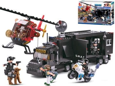 Police SWAT Mobile Command Centre Bricks Blocks Construction Toy Sluban M38-B0659
