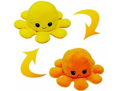 Reversible Octopus Flip-able Mood & Colour Happy or Sad Face Soft Toy