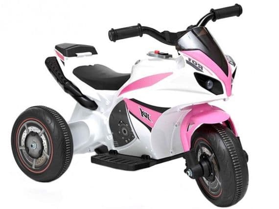 Racing Trike Pink White 6v Electric Kids Ride On 3 Wheel Bike