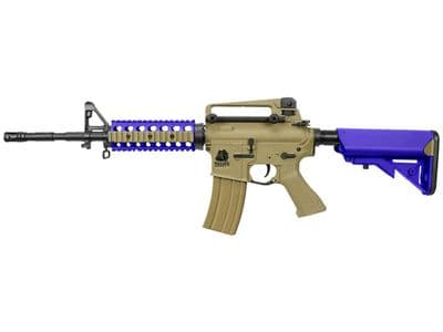 SR4PG BB Gun M4A1 RIS AEG Electric Airsoft Assault Rifle Tan 2 Tone
