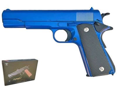 V14 BB Gun Colt 1911 Replica Spring Airsoft Pistol Blue 2 Tone Metal